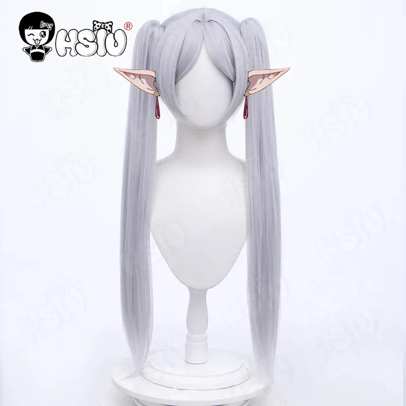 

CyFrieren cosplay Wig Anime Sousou no Frieren at the Funeral cosplay HSIU 80CM Silver gray double ponytail long hair Synthetic W