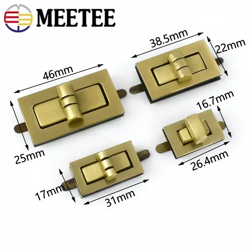 2/4Sets Meetee Metal Bag Twist Turn Lock Buckle Handbag Decor Snap Clasp Purse Closure Latch Locks DIY Handmade Part Accessories