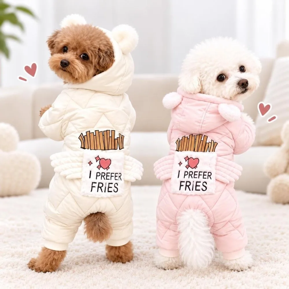 Warm Warm Material Dog Pajamas angel wings Full Body Coverage Pet Clothes Snap button Cozy Fabric Winter Onesie For Bichon