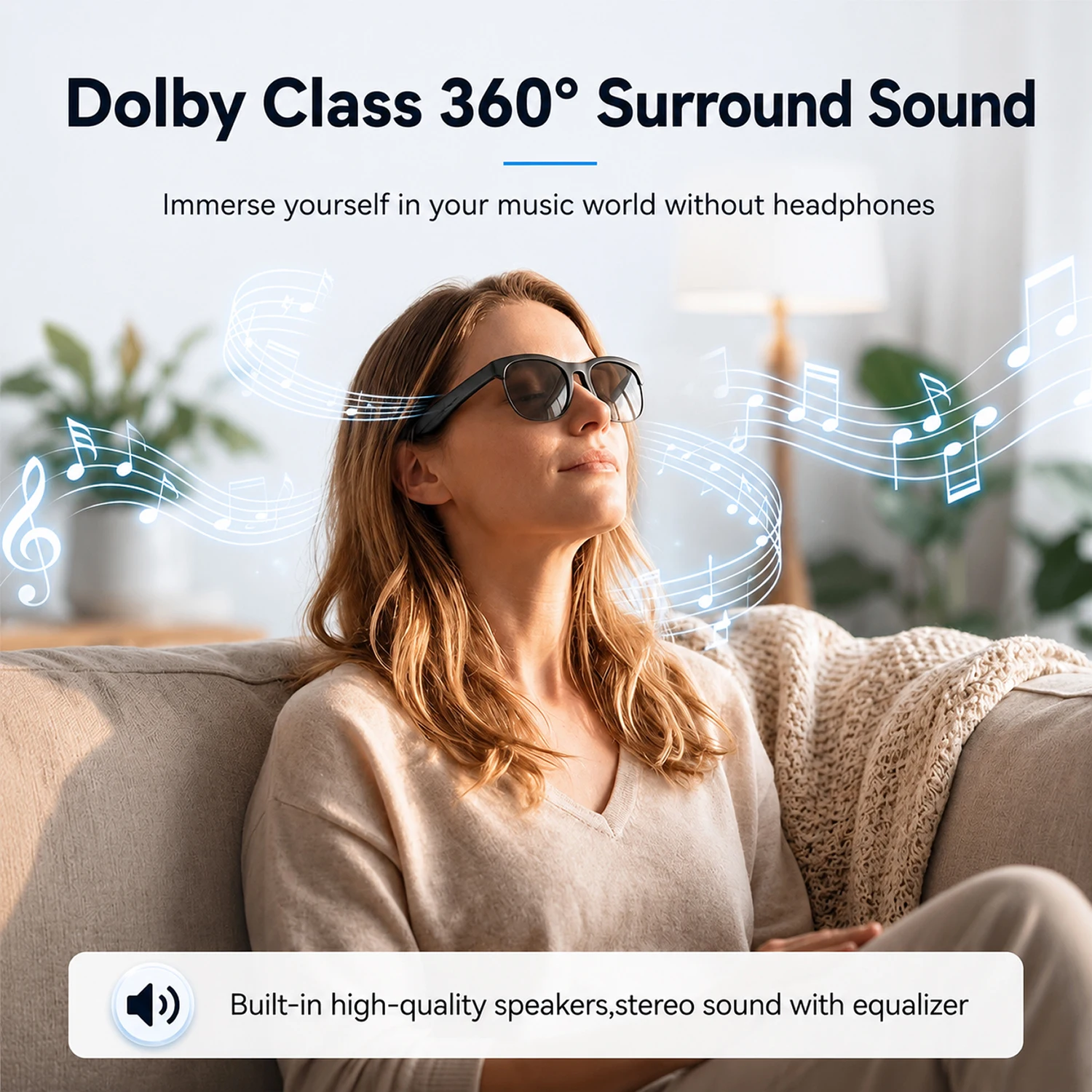 Smart Glasses Touch Control Voice Assistant Conversation Listening To Music Smart Bluetooth  Sunglasses Anti Glare for Men Women