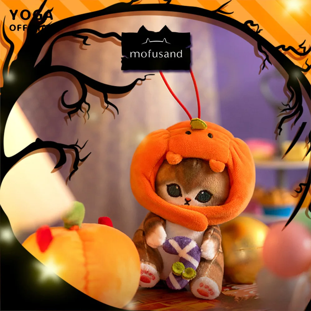 Kawaii Mofusand Anime Halloween Series Cartoon Girl with Pumpkin Hood Plush Doll Bag Ornament Give Gifts To Girlfriend