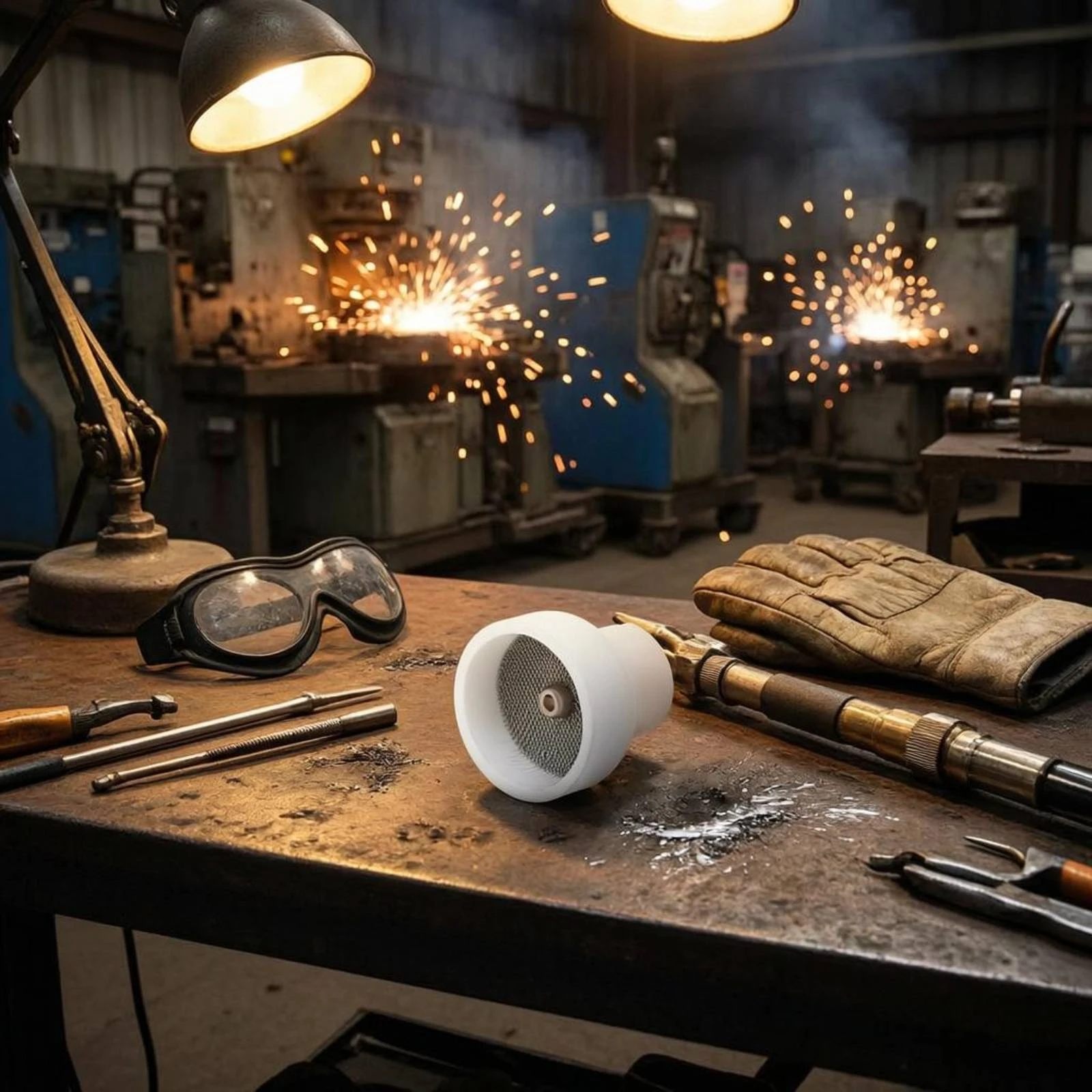 TIG Joining Cup Cylindrical Shape Alumina Cup Industrial Supply Wear-Resistant Gas Lens