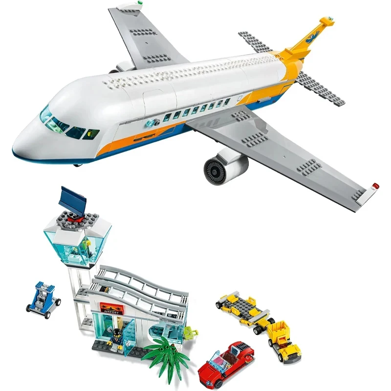 Aircraft City Passenger Airplane Compatible 60262 MOC Brick Building Block Airbus Construction Educational Toys Christmas Gifts