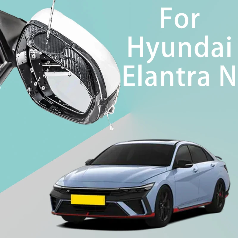 Kaca spion mobil Hyundai Elantra N, alis hujan tekstur serat karbon dipertebal