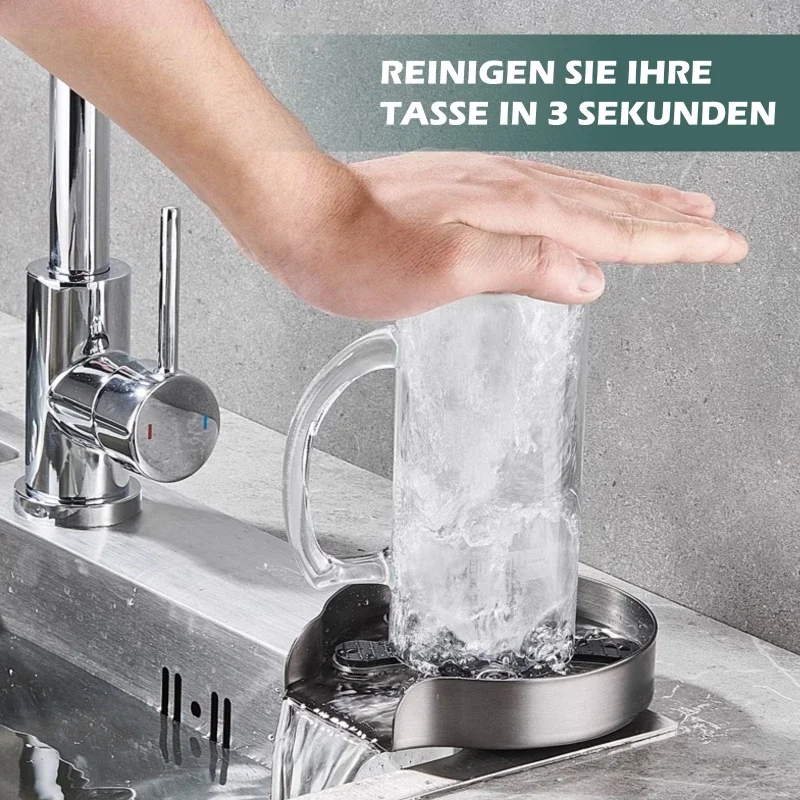 Glass Rinser Quick Cup Washer Set 304 Stainless Steel High Pressure Automatic Cup Washer with EU 3/8 Connector + 80cm Hose
