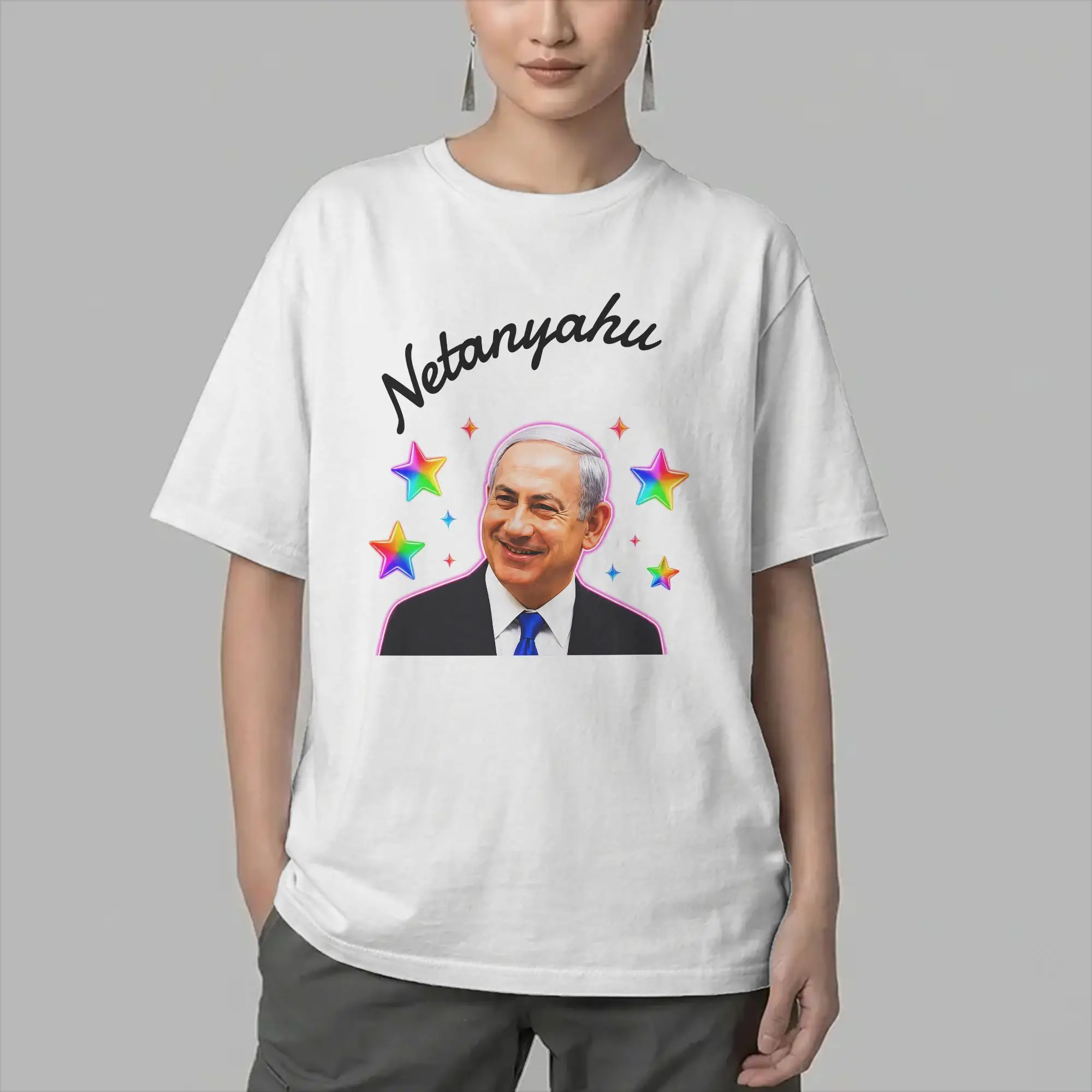 Cool Benjamin Netanyahu T-Shirt for Men Round Collar Cotton T Shirt  Short Sleeve Tee Shirt Big Size Clothing