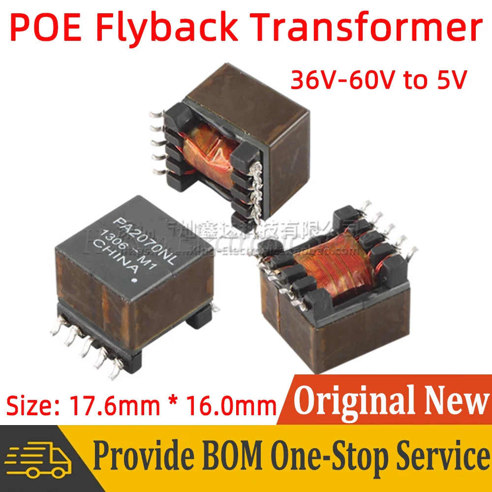 

2pcs PA2070NL PA2070 SMD EP13 Type POE Flyback Transformer 36V-60V to 5V 2.4A Switching Power Supply High Frequency Transformer