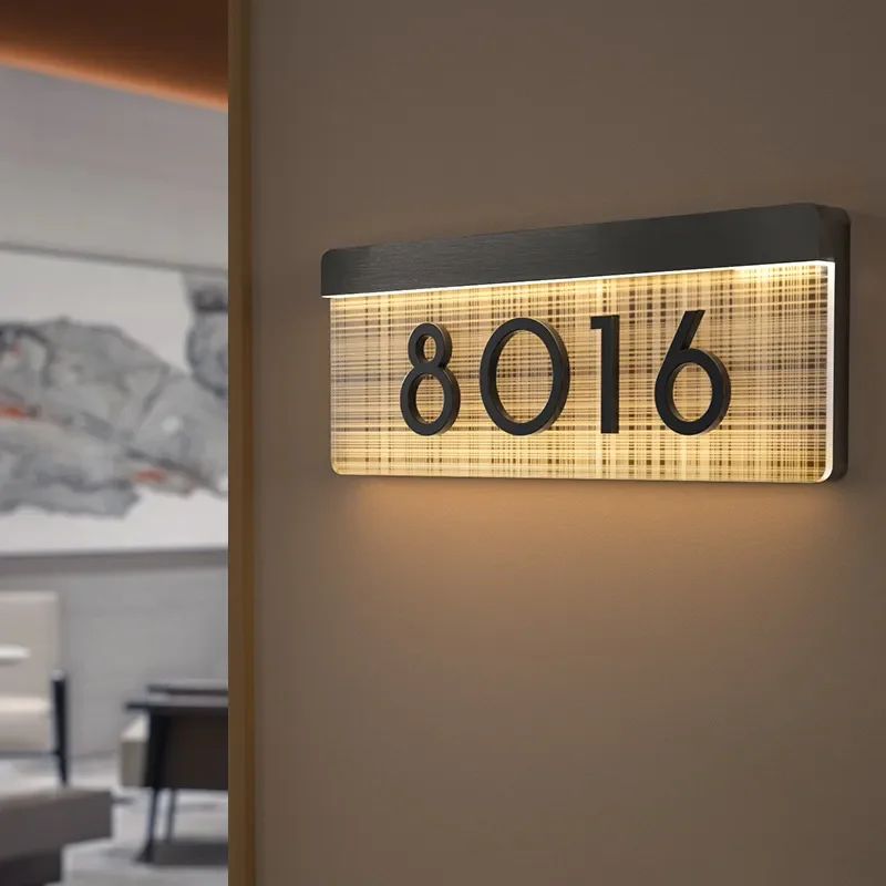 Custom Acrylic LED House Number Plate Luminous Room Sign for Hotel Apartment Door Nameplate with Wire Light Up Address