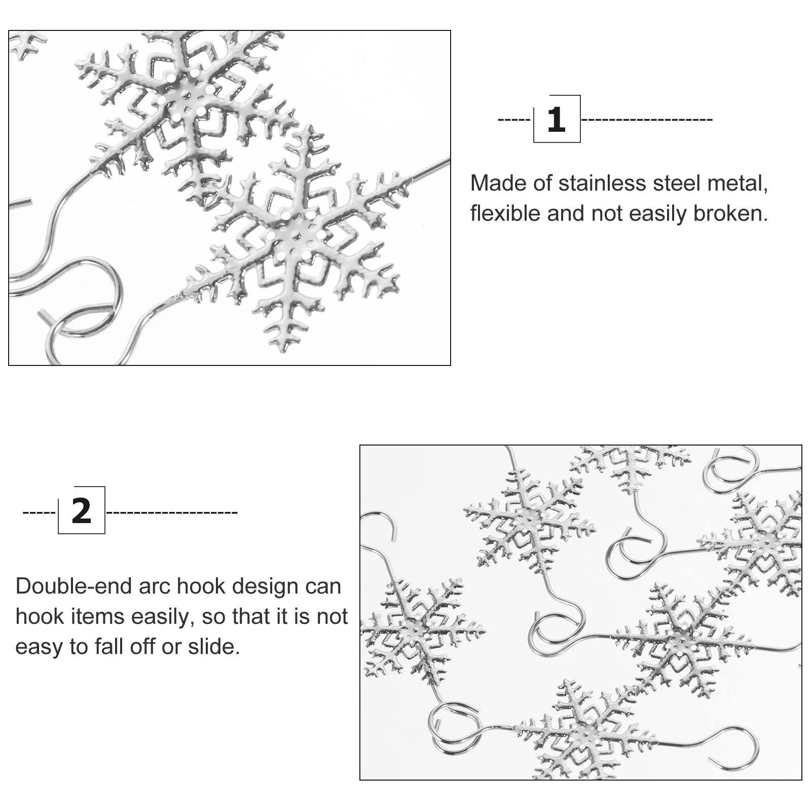 

10 Pcs Top Christmas Snowflake Hook Man Hooks Holders Stainless Steel Stocking for Mantle