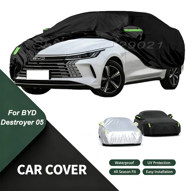 Full Car Cover For BYD Destroyer 05 All Weather Outdoor Snow Sun UV Dustproof with Reflective Strips Wind Straps