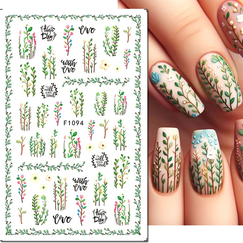 3d Nail Art Decals Spring Yellow Roses Flowers Butterflys Crystal Blue Leaves Nail Stickers Decoration For Nail Tips Beauty