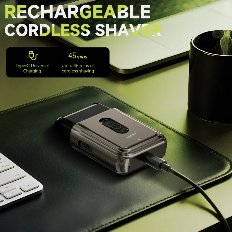 ENCHE MS003 Compact Foil Shaver With POP-UP Precision Trimmer Type-C Charging With Indicator 7000RPM Strong Motor