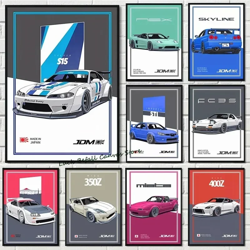 Fast and Furious Sport Cars GTR Racing Car Car JDM Racer Posters Boy Motorsport Room Wall Art Canvas Painting Picture Home Decor