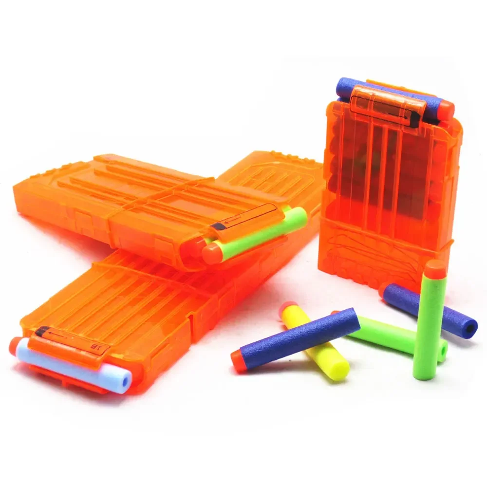 

AA1 Transparent Orange Universal Reload Clip 6 /12 /18 Rounds for Magazine Darts Soft Bullet Toy Gun Accessories
