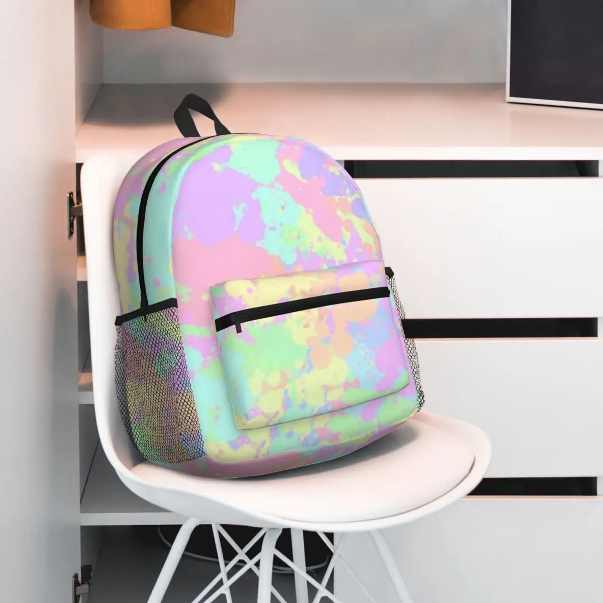 Multicolored Paint Splatter Artist Graffiti Backpack Daypack Large Capacity Kids BookBag School Bag Shoulder Bags for Men Women