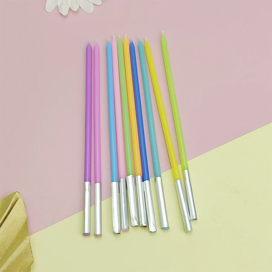 10PCS Buntstift Gewinde Kerzen Alles Gute Zum Geburtstag Kinder Party Kreative Gewinde Regenbogen Kuchen verziert Kerzen – Detail 4