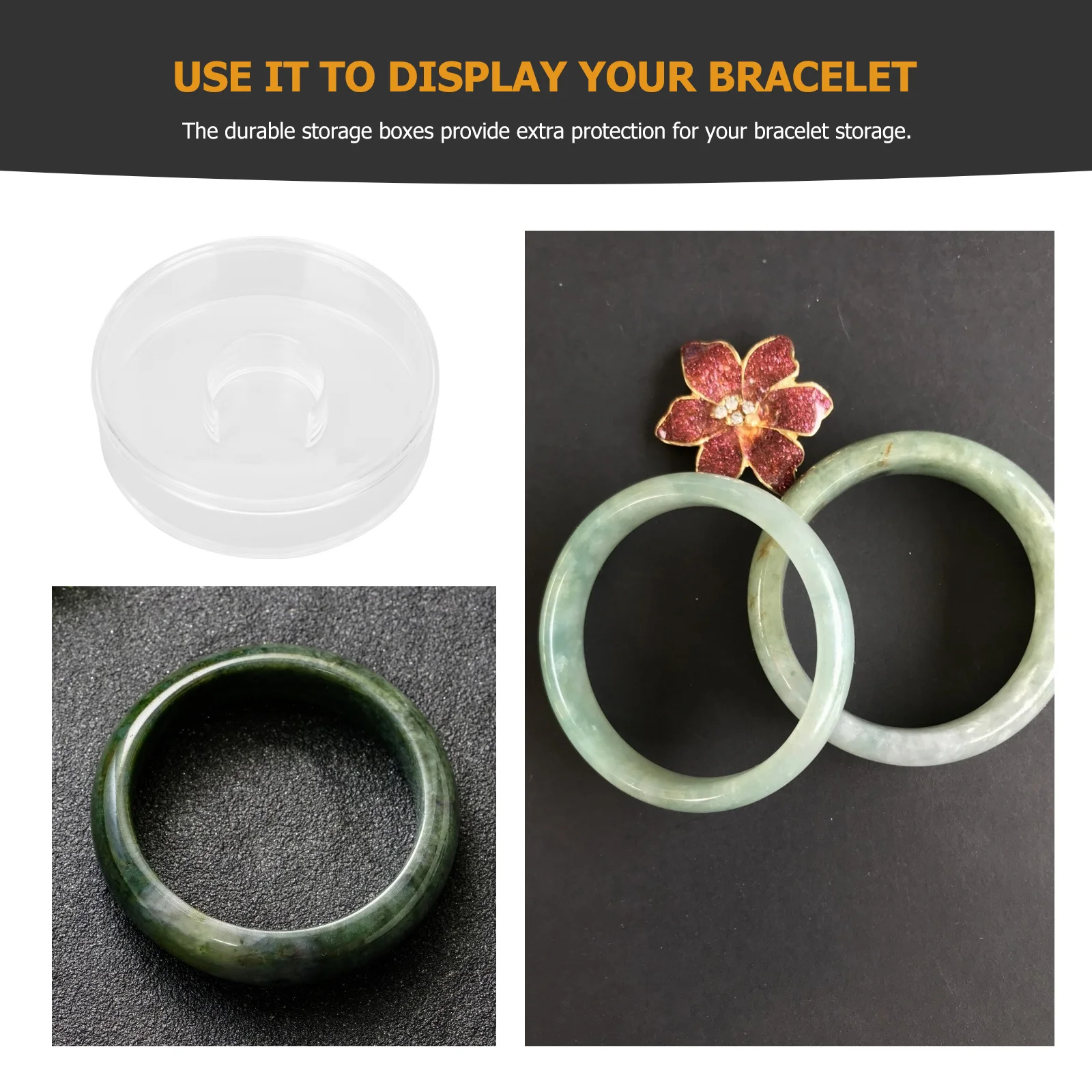 

4pcs Hand Bracelet Box Transparent Acrylic Round Storage Case For Buddha Beads Jewelry Display Container Organizer Small