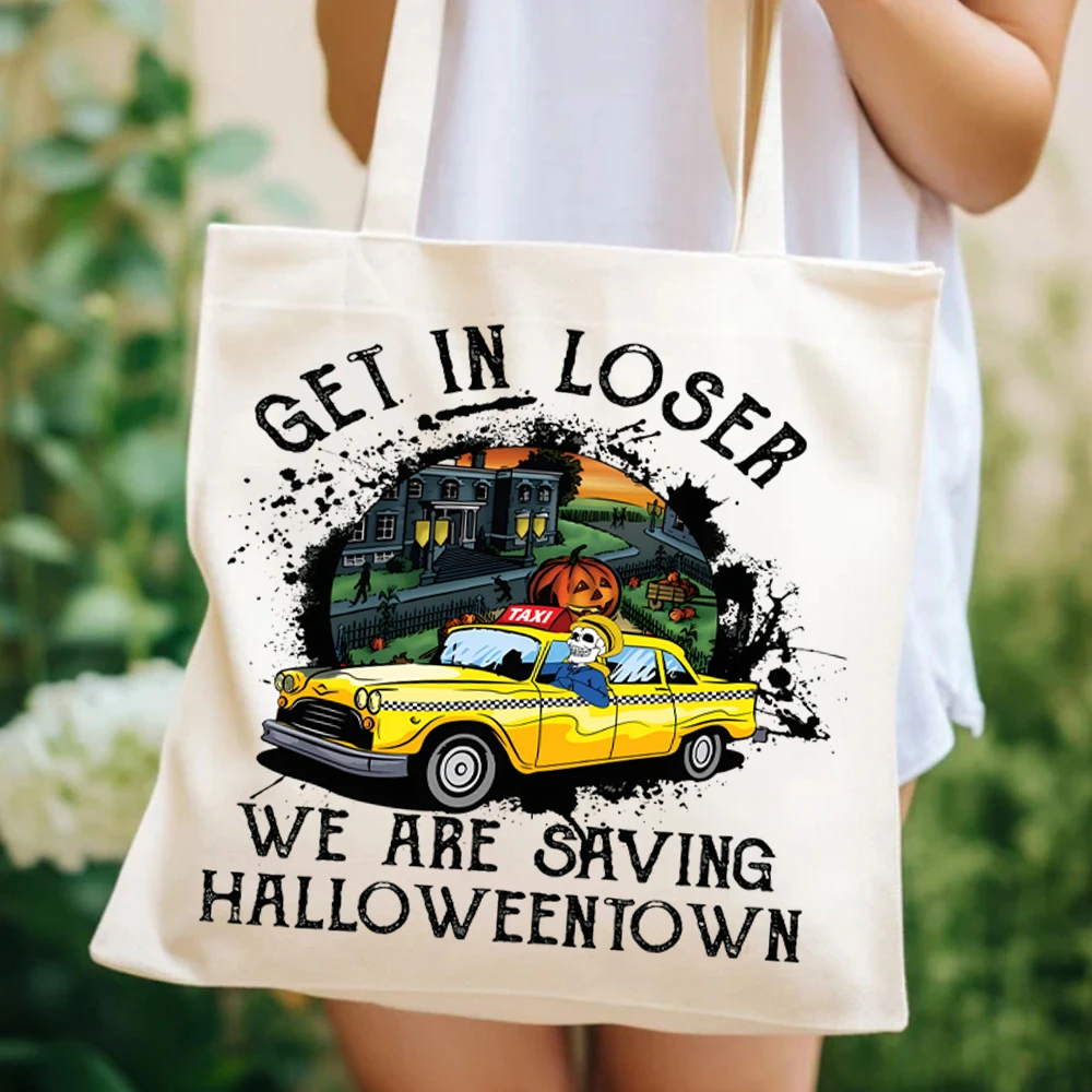 Get in Loser We Are Saving Halloween Town Tote Bags Vintage HallowenTown Est 1998 Handbag Pumpkin Halloween Town Ladies Hand Bag