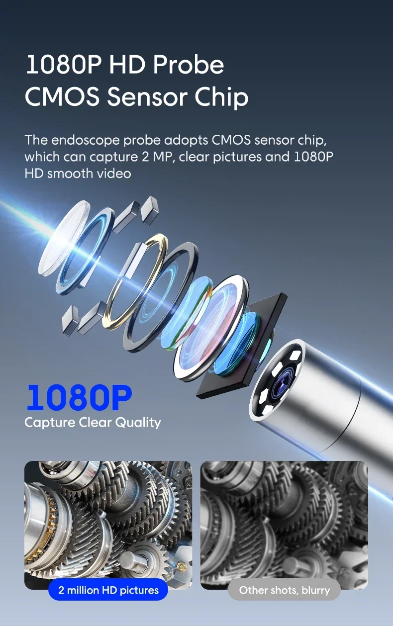 720 Degrees All Way Steering Industrial  Endoscope for Car Pipe Inspection Sewer Camera Borescope with 5 Inch