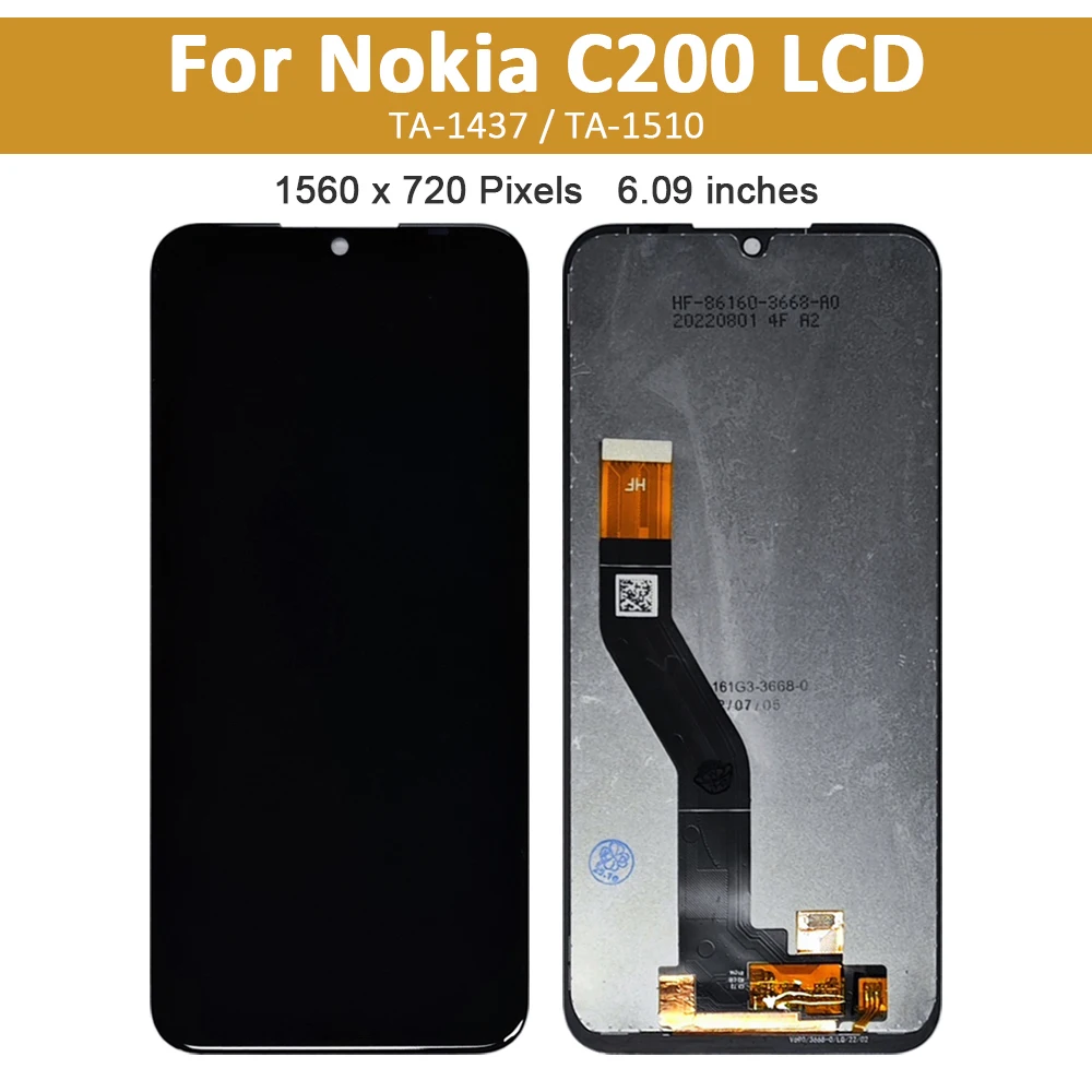 6.09 "lcd original para nokia c200 display lcd tela de toque ta-1437 ta-1510 digitador assembléia para nokia c200 substituição da tela