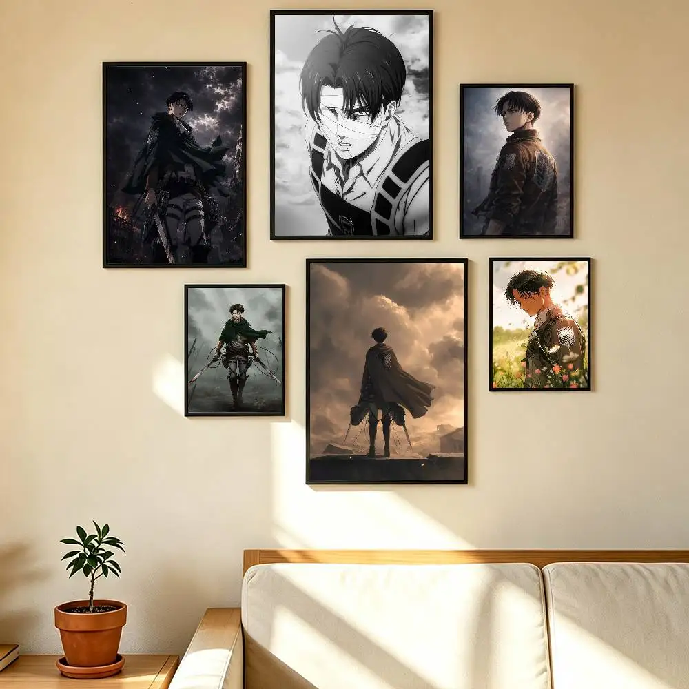 Levi Ackerman Attack on Titan Poster Waterproof Wall Art Sticker For Bar Living Room Vintage Decor High Quality Print Gift