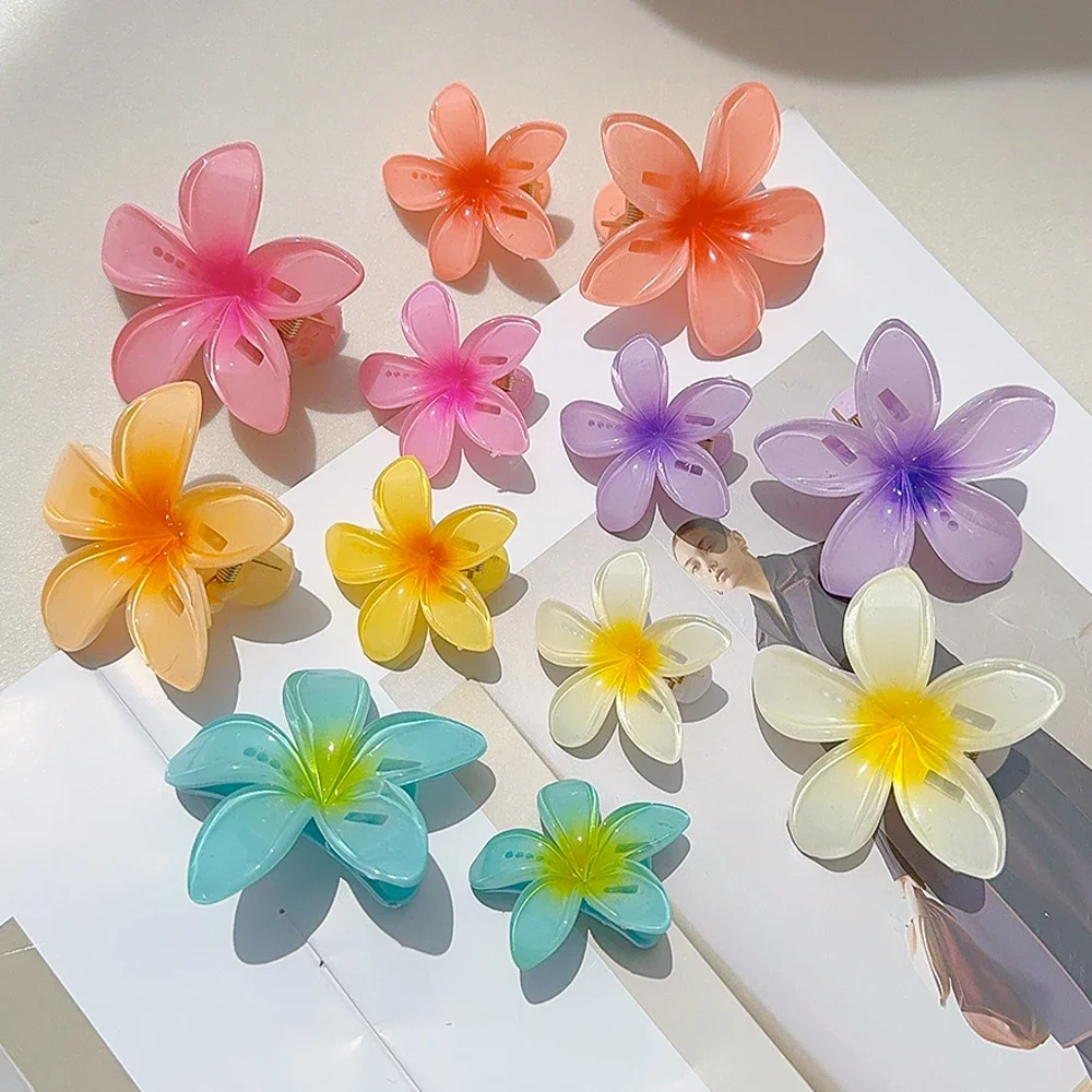 New Fashion Bohemia Egg Flower Hair Clips Hairpins Gradient Flower Claw for Women Girls Beach Vacation Headwear Hair Accessories