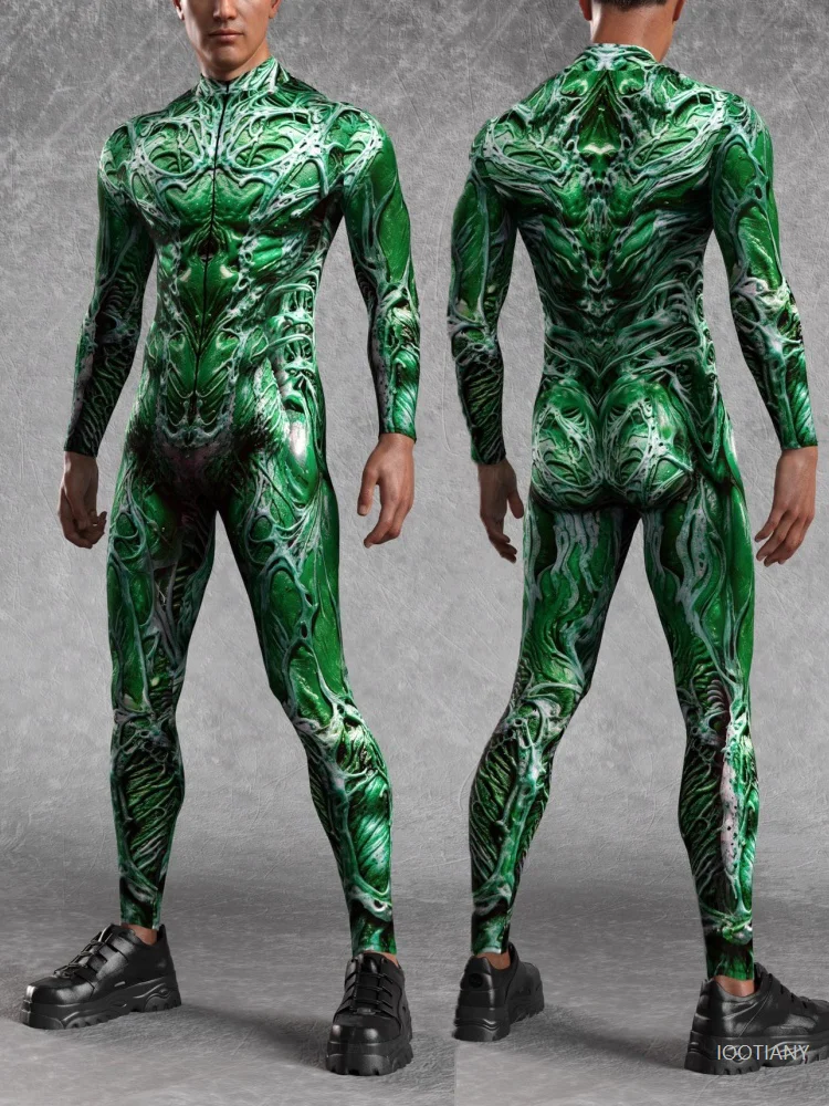 

Mutated Tree Roots Printed Men's Bodysuit Tights Halloween Horror Monster Cosplay Tights Party Masquerade Burning Man Costume