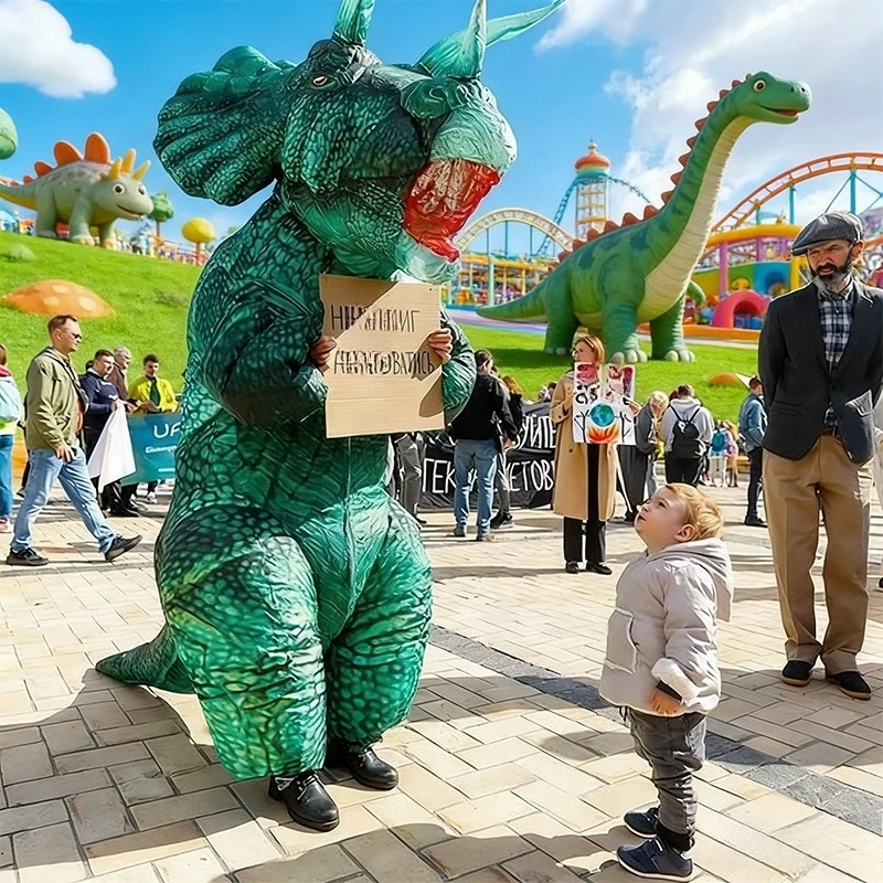 

Adult Triceratops Inflatable Costume Funny Dinosaur Cosplay Suit for Halloween Jurassic themed Party Carnival Dress-Up costume