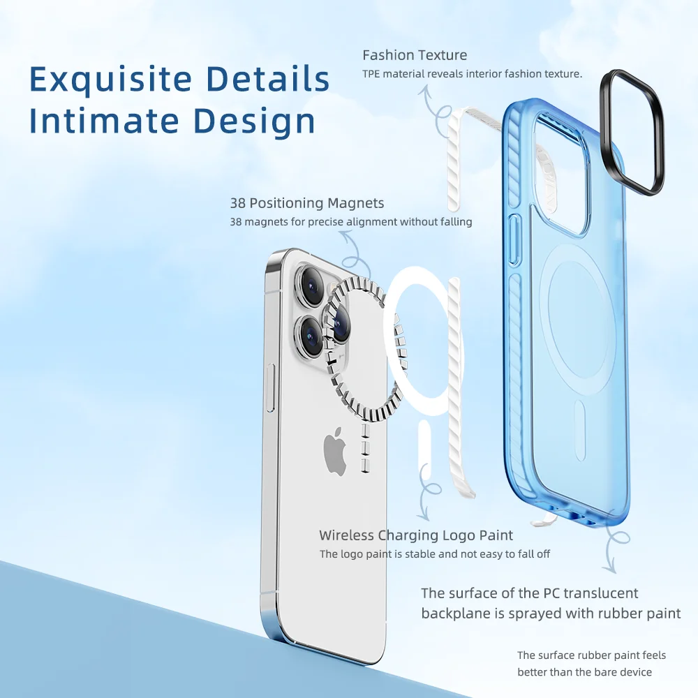 ROCK Magnetic Phone Case For iPhone 14 Pro Max Cover Translucent Back Slim Shockproof Protective Magnet Case For iPhone 14 Plus