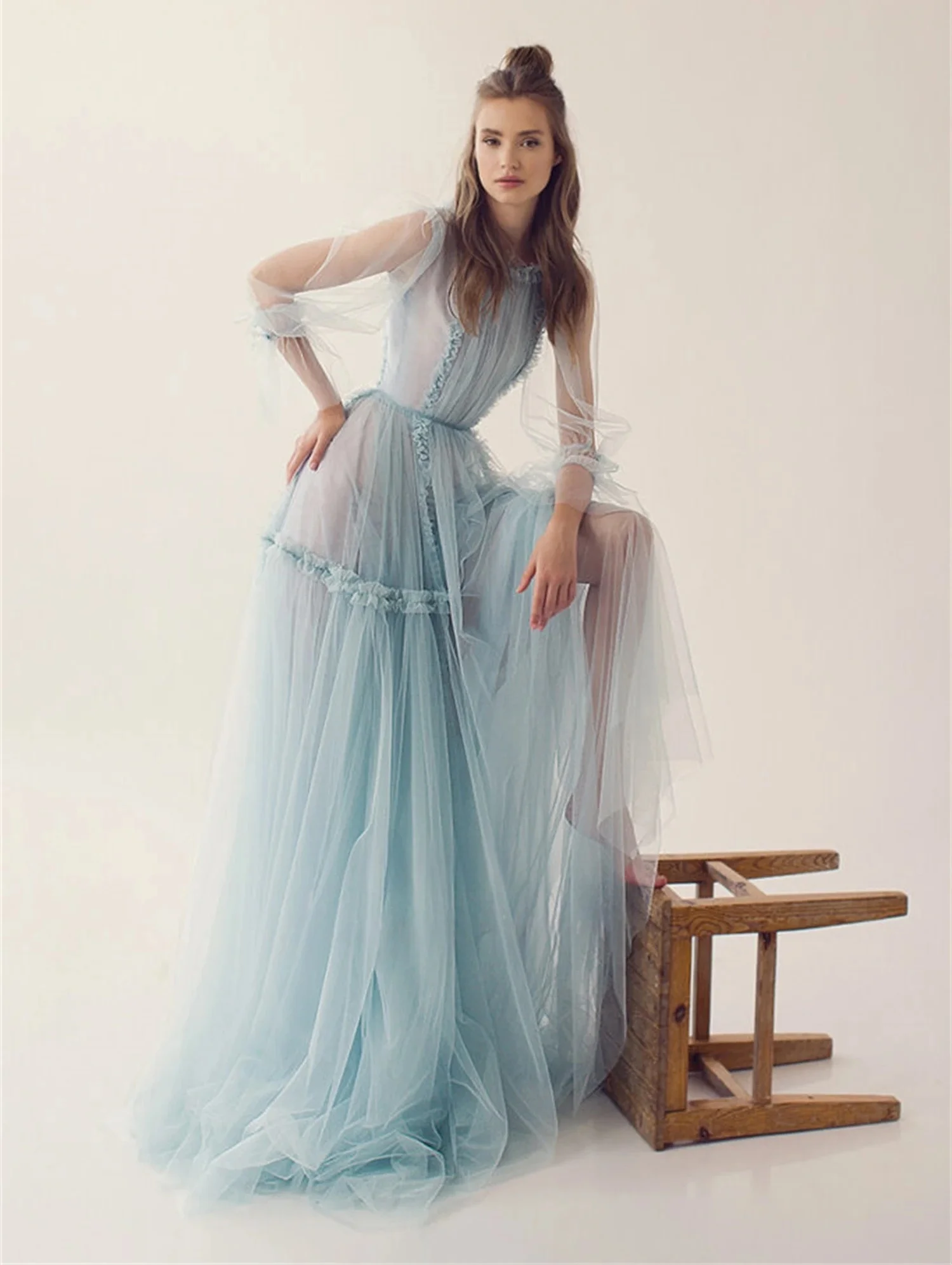 

Women Long Sleeves Bespoke Occasion Gown Evening Dresses Pastrol Unisex Jersey Retro Dubai Saudi Arabic Israel Prom Customized