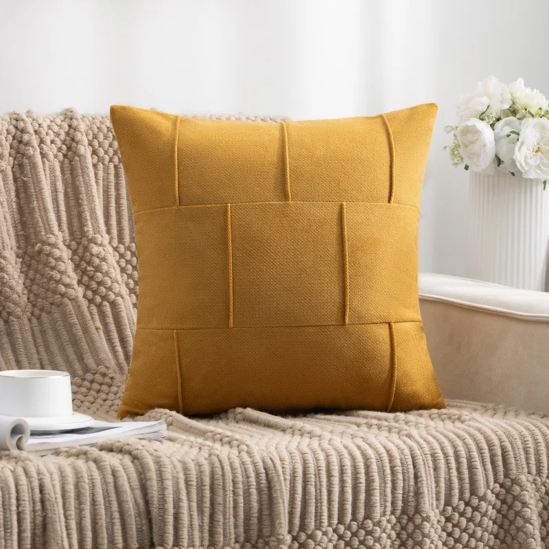 Large Backrest Pillowcase Frosted Velvet Throw Pillow Cover Home Decorative for Sofa Cafe Modern Solid Color Cushion Cover