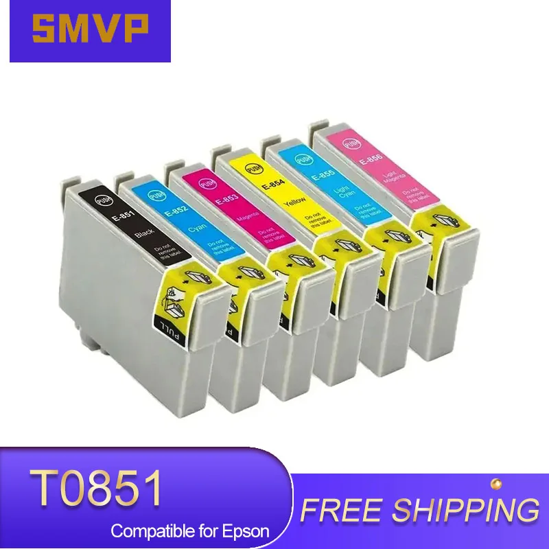 T0851 T0852 T0853 T0854 T0855 T0856 T085 T85 Premium Color Compatible Inkjet Ink Cartridge for Epson Stylus Photo 1390 R330 T60