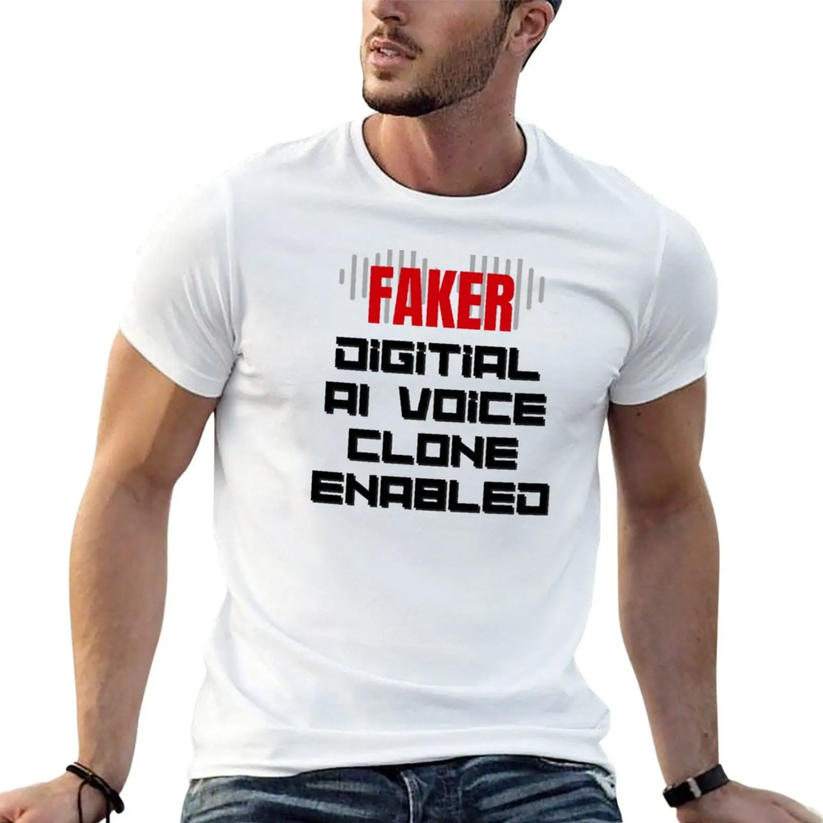 FAKER - Digital Artificial Intelligence Voice Clone Enabled. T-Shirt Work Outdoor Short Sleeve Tee