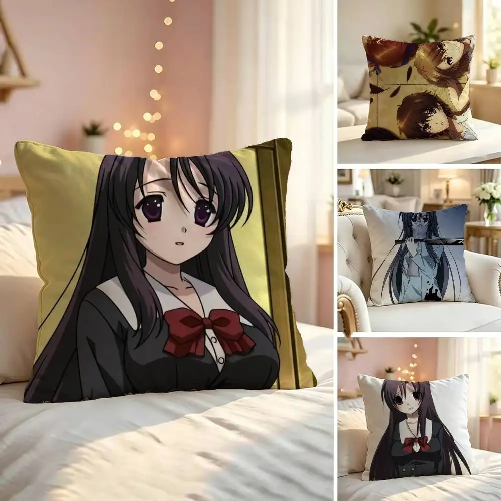 D-Dark Romance S-School Girl Katsura Kotonoha Square Double-Sided printed Pillow Case Bedroom Bedside Pillow Sofa Cushion Cover