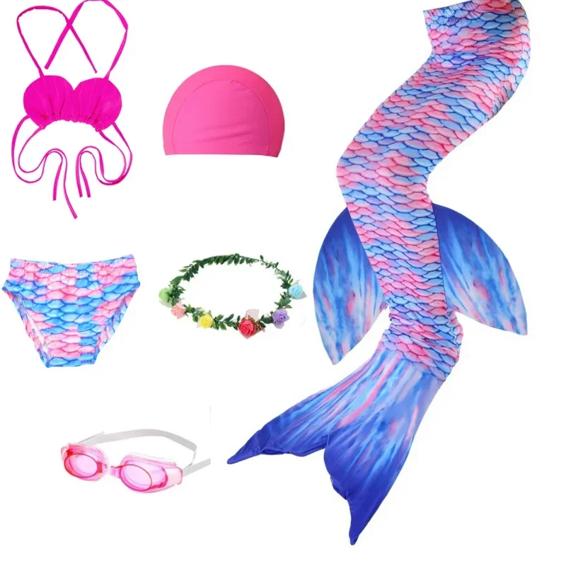 

Kids Swimsuit Cosplay Costume for Swimming Beach Party Dress Girls Swimmable Mermaid Tails With Monofin Fin Children Bikini Set