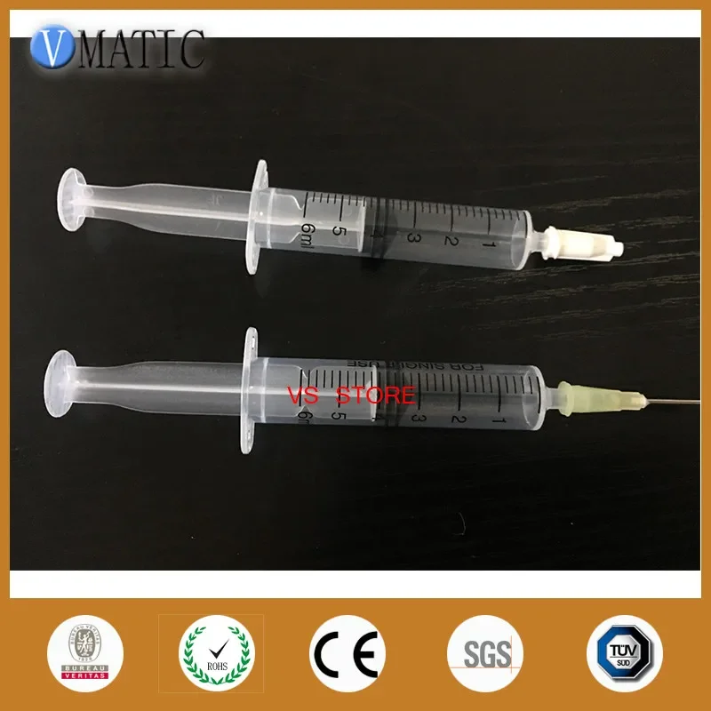 Free Shipping 6cc/ml Syringe + Dispensing Needle + Syringe Cap / Stopper X 2 Sets