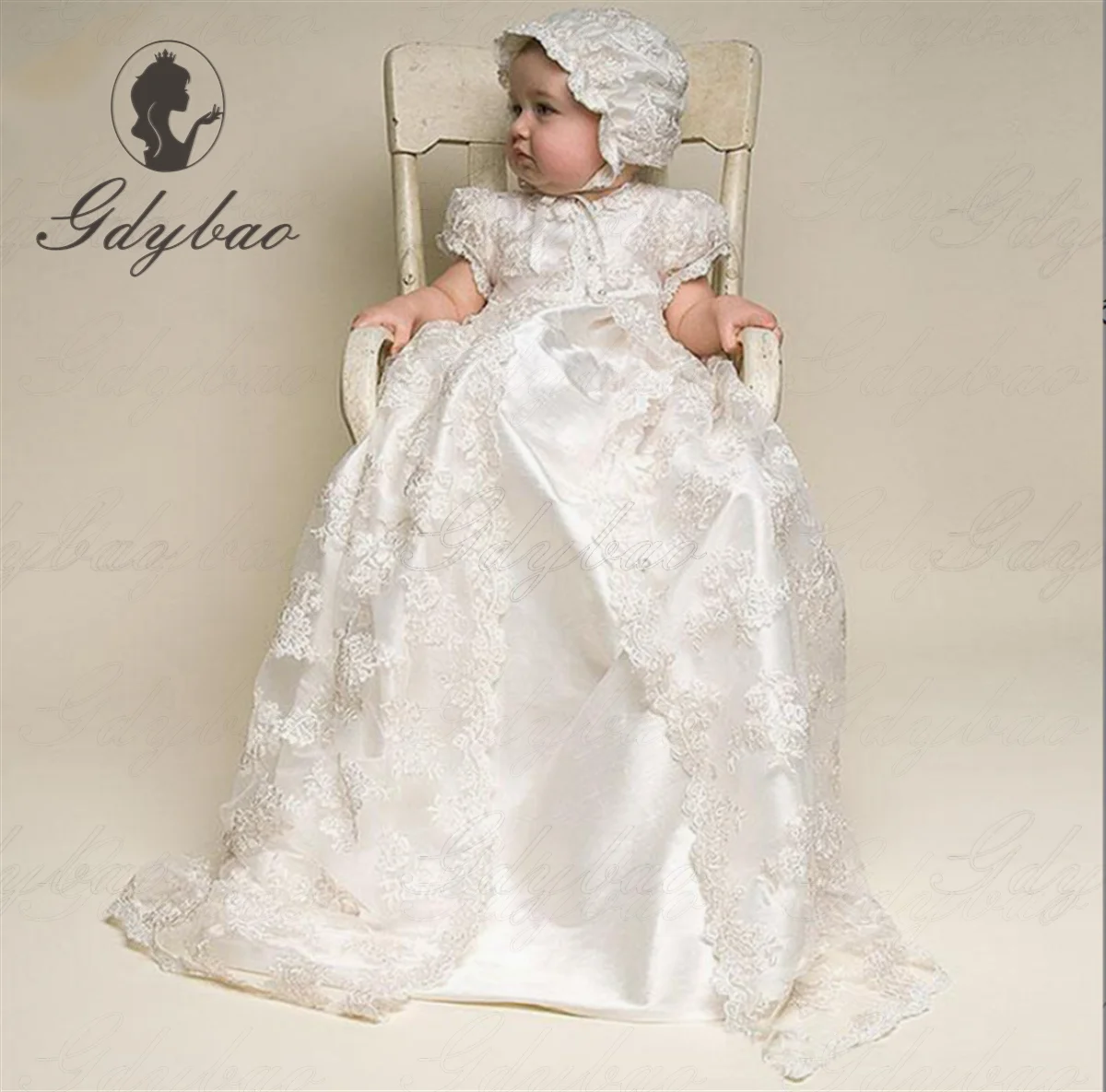 Baby Girl Dress Baptism Birthday Party Wedding Christening Infant Lace baptism Gown Handcrafted Dress + Cape + Hat