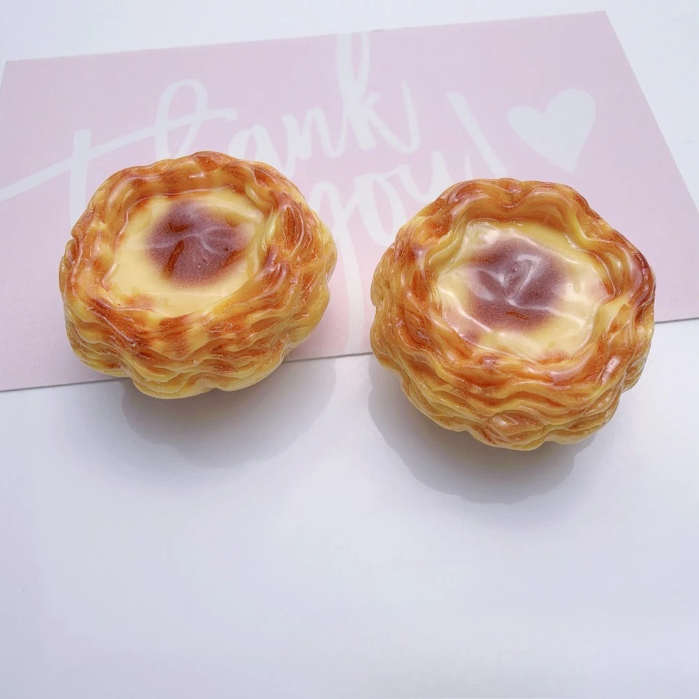 3pcs Mini Pastry Egg Tart Dessert Model Fake Food Resin Dollhouse Desktop Decoration Simulation Bakery Sweet Display Miniature