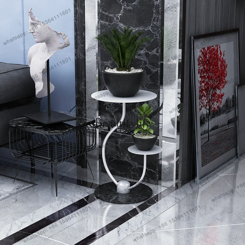 Best Sellers Luxury Marble Flower Rack Indoor Living Room Floor Rack Outdoor Balcony Multi-layer Flower Green Dill Flower