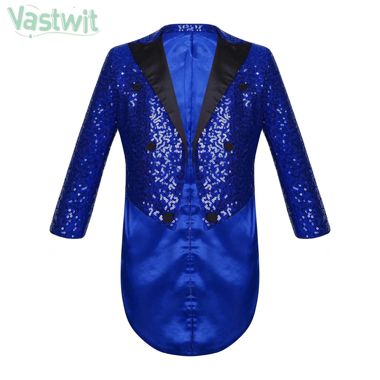 Little Boys Long Sleeve Sequin Blazer Tuxedo Coat Gentleman Suit for Magic Circus Shows Prince Cosplay Wedding Birthday Party