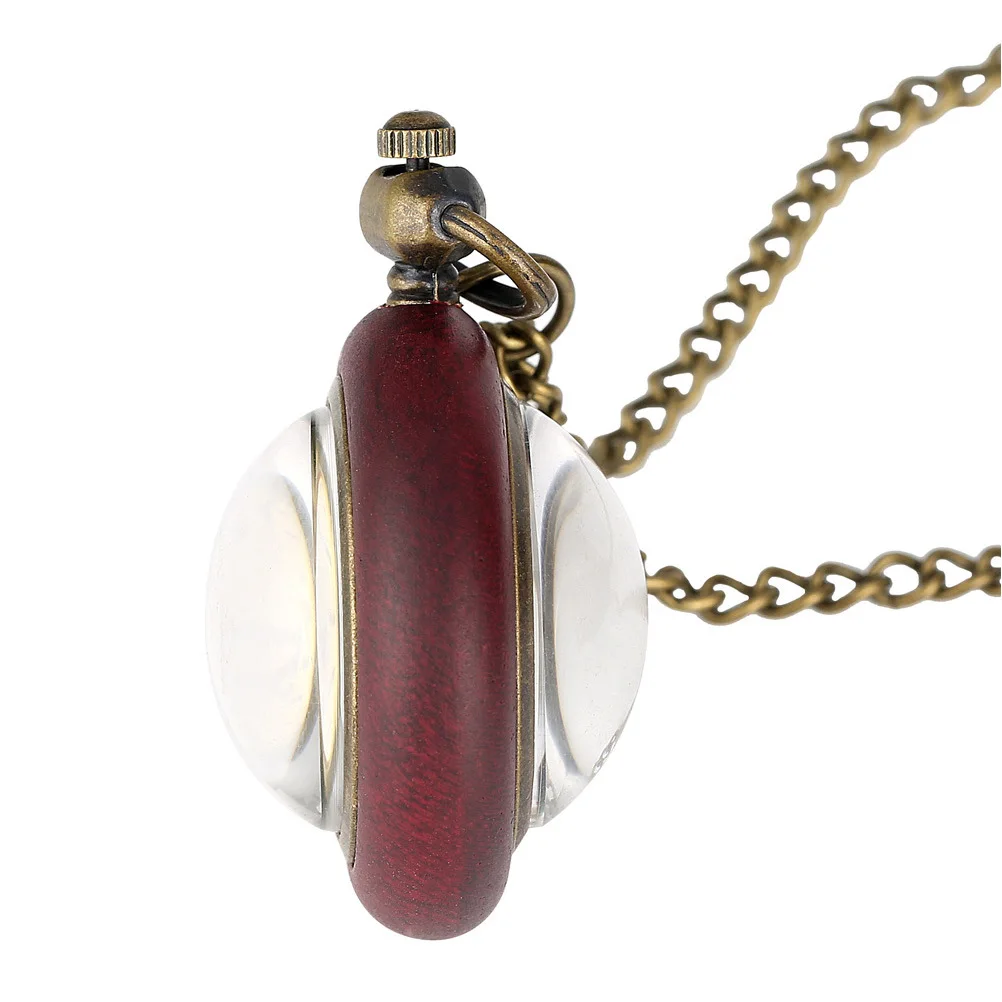 Quartz Pocket Watch Vintage Style Roman Numerals Dial Yellowish Background Precise Movement Long Strong Chain Pendant