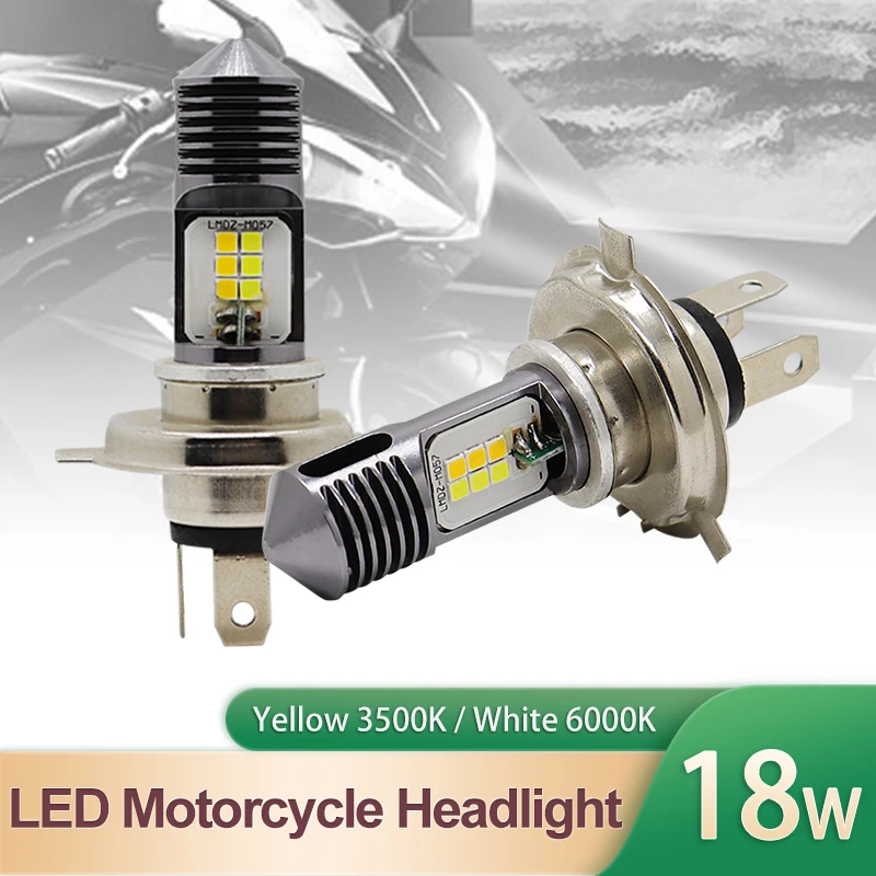 

LED H4 BA20D LED 12-80V Motorcycle Headlight Bulbs 4000LM 6000K White 3500K Yellow H4 LED High Low Headlamp accesorios para moto