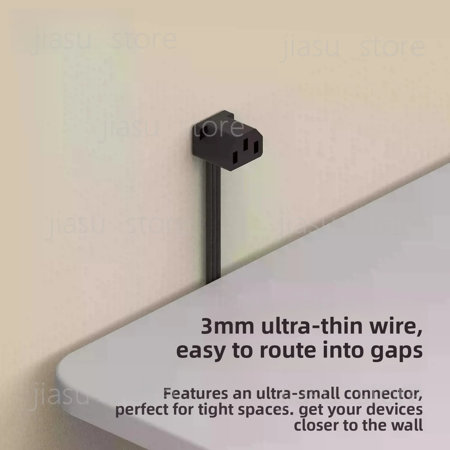 90-Degree Elbow Power Supply Extension Cable - Ultra-Thin Soft C13 to C14 3-Pin