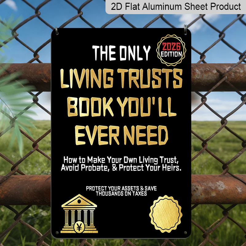 2D Aluminum Trust Book Metal Sign, Financial Estate Planning Wall Decor for Home Office Study,Gift for Investor Legal Enthusiast