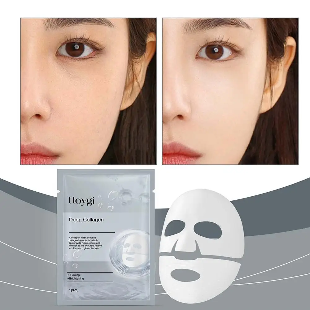 1Pcs Collagen Face Mask Moisturizing Firming Hydrating Sheet Acid Face Skin Facial Hyaluronic Care Brightening A3E2