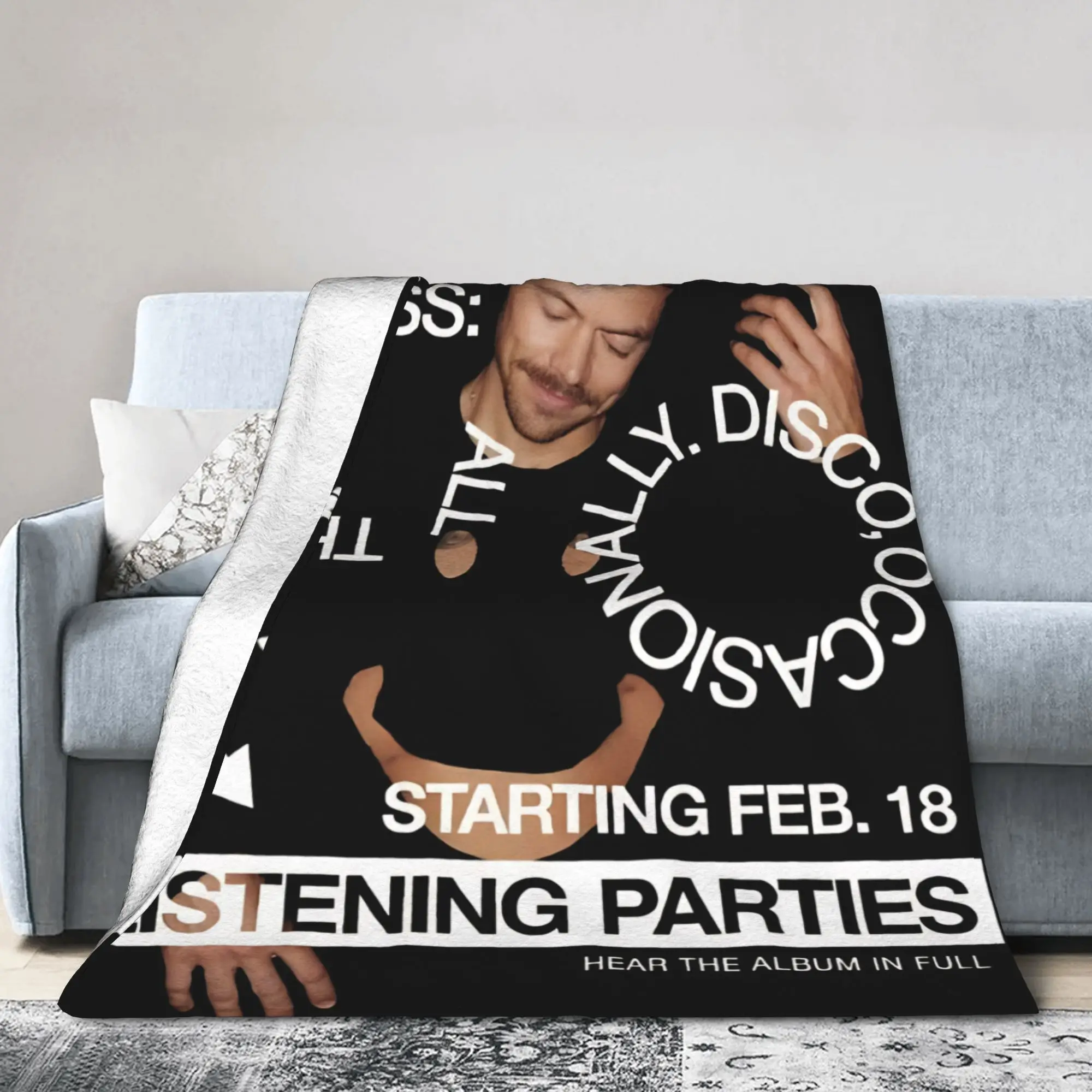 Kiss All The Time Disco Occasionally Flannel Blanket Harrys Styles Awesome Throw Blanket for Home 150*125cm Rug Piece