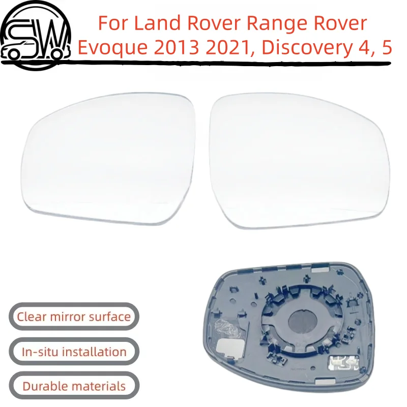 For Land Rover Range Rover Evoque 2013 - 2021, Discovery 4, 5 - Rearview mirror lenses with heating.