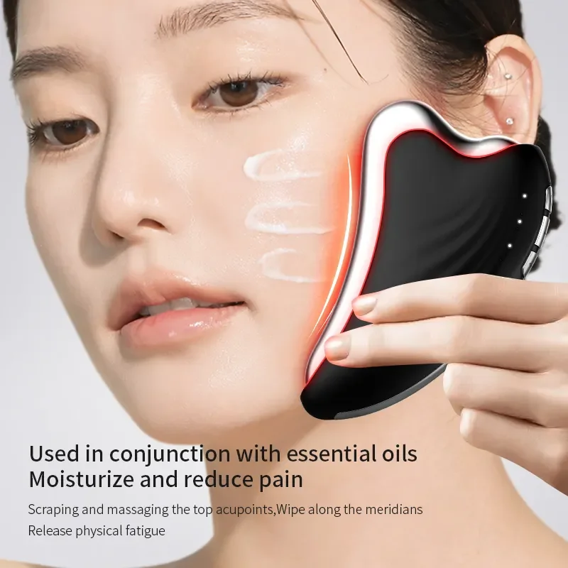 Soins de la peau 3 couleurs LED visage cou levage dispositif de beauté chaud et froid Gua Sha masseur Facial