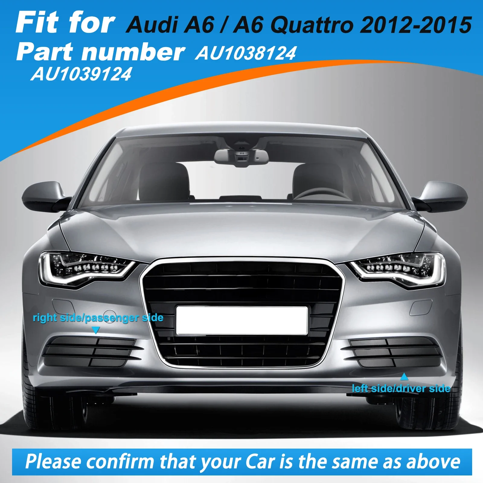 Luz de nevoeiro grill capa quadro sombra da lâmpada para audi a6/a6 quattro acessórios 2012 2013 2014 2015 4g0807681 4g0807682