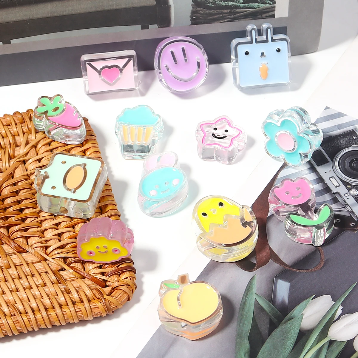 10Pcs Resin Loose Beads Cute Dopamine Multi Shape Spacer Bead for Jewelry Headwear Accessories DIY Hair Tie Bracelet Phone Chain
